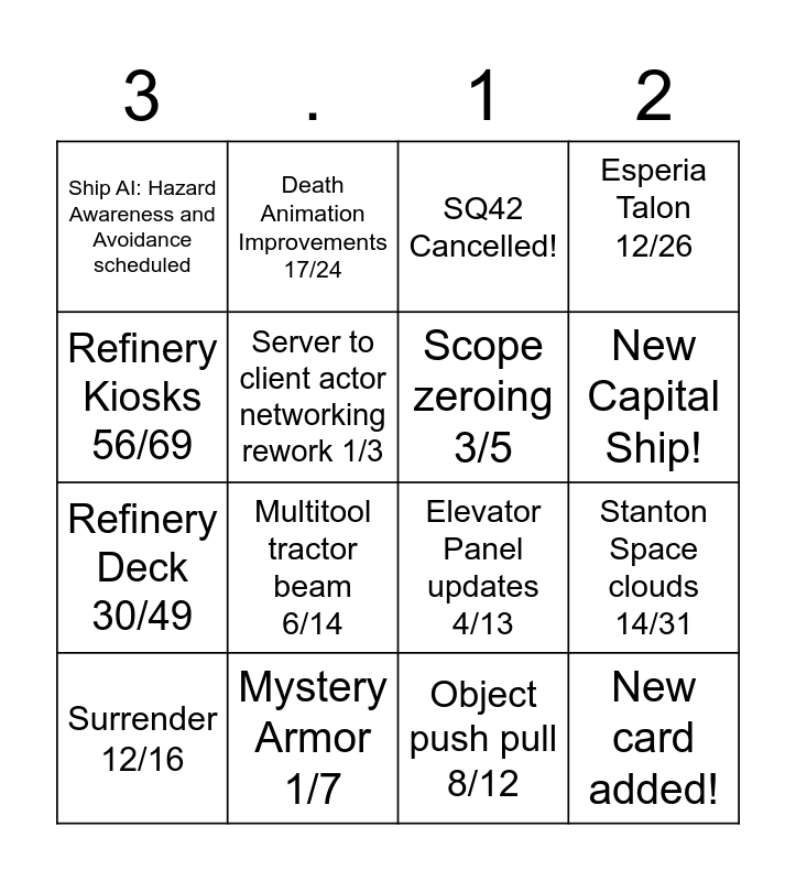 Priority Shuffle BINGO Card