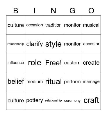 4th grade Unit 1 Bingo Card
