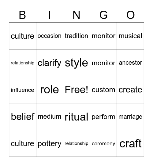 4th grade Unit 1 Bingo Card