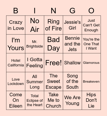 Throwbacks Mashup Bingo Card