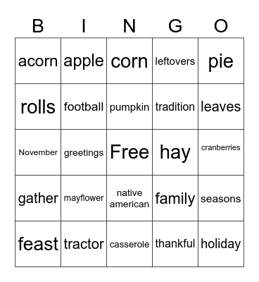 Fall Bingo Card