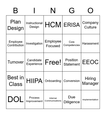 HR Lingo Bingo! Bingo Card