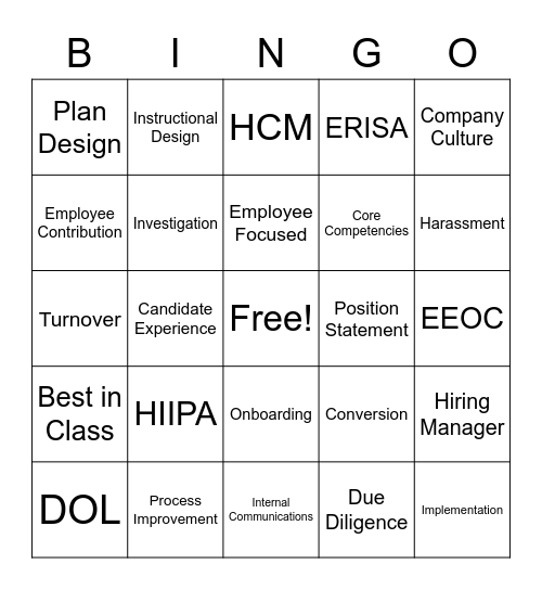 HR Lingo Bingo! Bingo Card