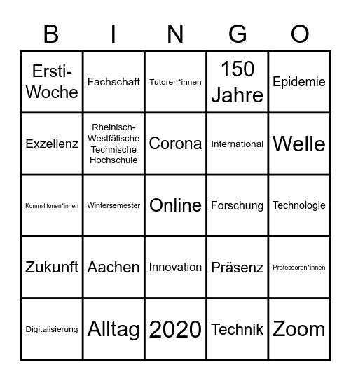 Rektoren Bingo Card