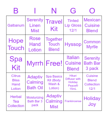 doTERRA!!! Bingo Card