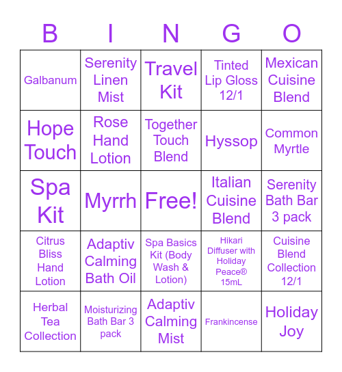 doTERRA!!! Bingo Card