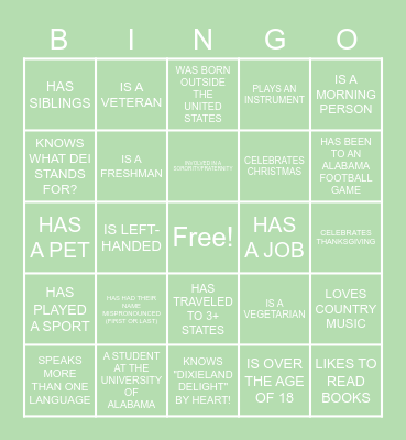 Cultural Destructiveness Bingo Card