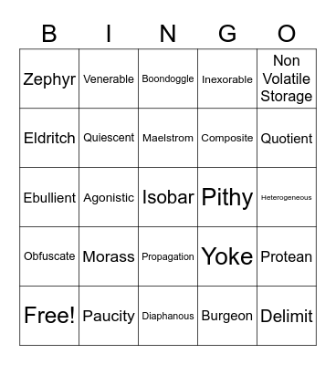 The Nous November Bingo Card