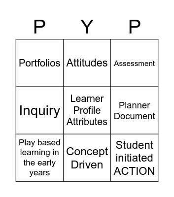 Enhanced PYP BINGO Team Builder Bingo Card