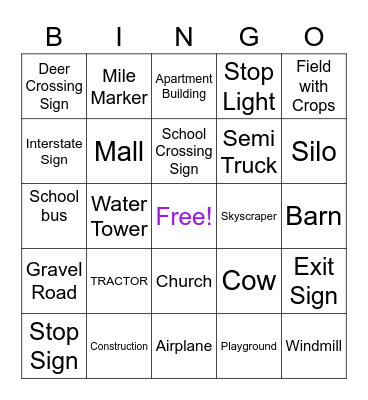 Rural, Urban, Suburban Bingo Card