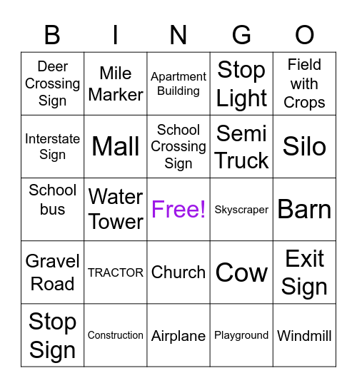 Rural, Urban, Suburban Bingo Card