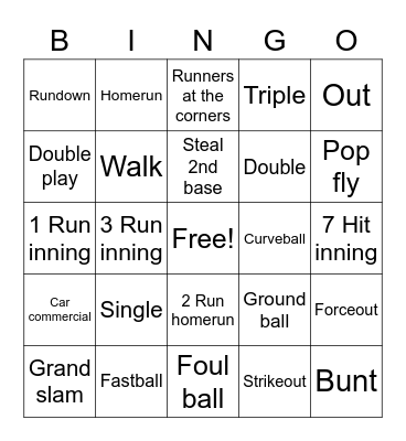 World Series Party Bingo Card