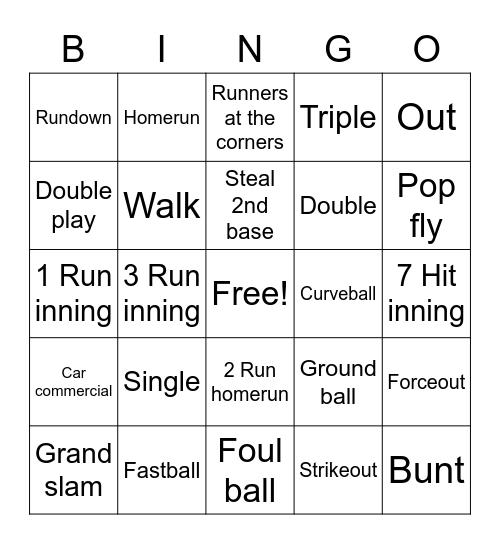 World Series Party Bingo Card
