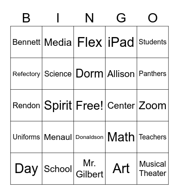Spirit Bingo Card