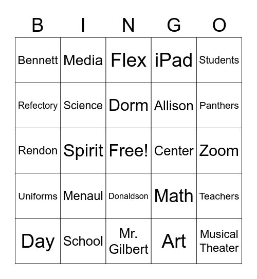 Spirit Bingo Card