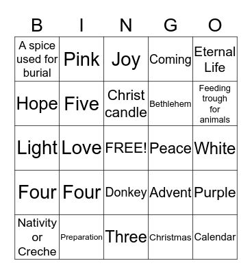 Advent Bingo Card