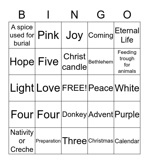 Advent Bingo Card