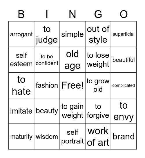 La Belleza y El Arte Bingo Card
