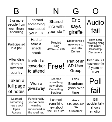 Connections Summit Bingo Card