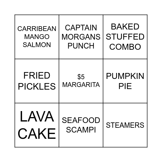 WEATHERVANE BINGO Card