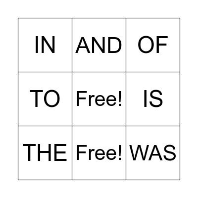 SIGHT WORDS Bingo Card