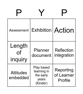 PYP Enhancement BINGO Card