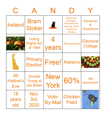 Election & Halloween Bingo Card