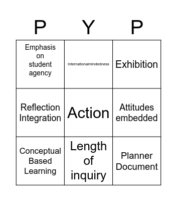 PYP Enhancement BINGO Card