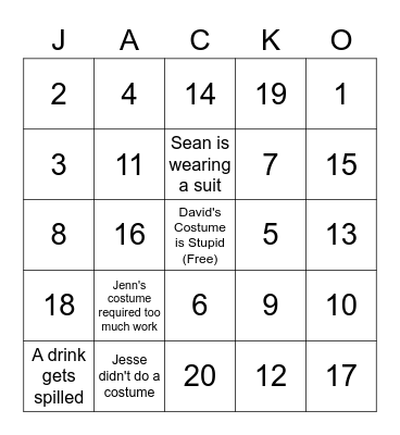 Chrivid Halloween Bingo Card