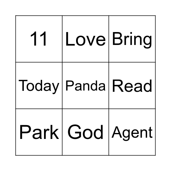 25 October 2020 Bingo Card