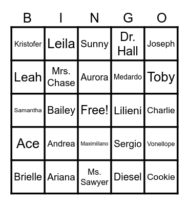 Class Bingo Card