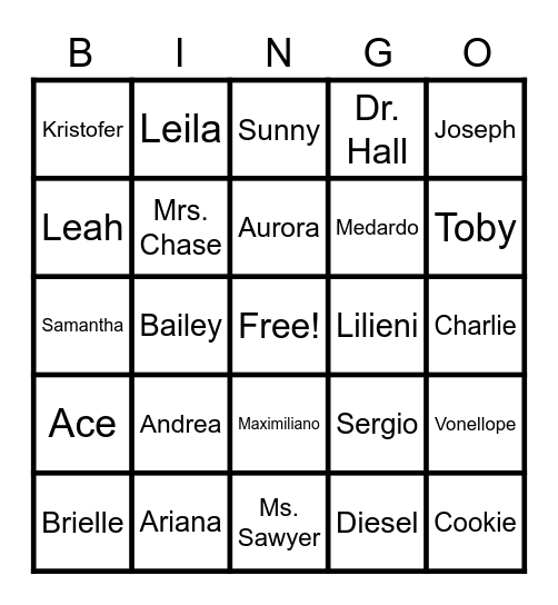 Class Bingo Card