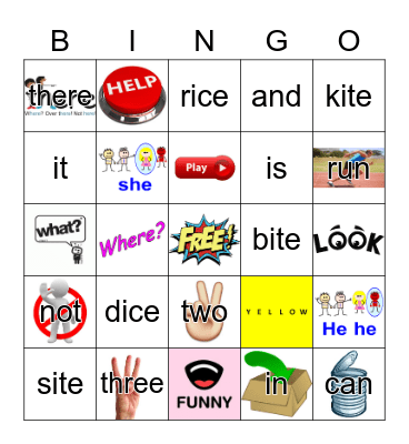 Sight Words Bingo Card