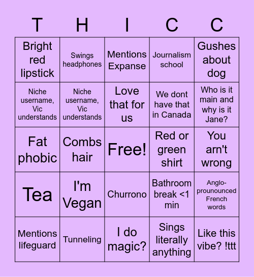 Victoriashaz Bingo Card
