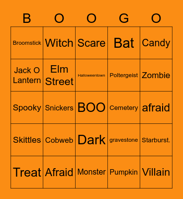 MSCC BOOgo! Bingo Card