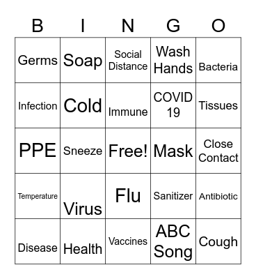 Germs Bingo Card