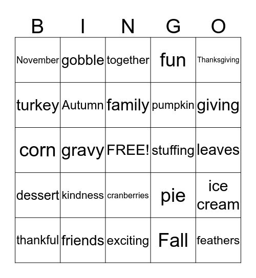 Thanksgiving! Bingo Card