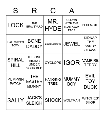 THE NIGHTMARE BEFORE CHRISTMAS Bingo Card