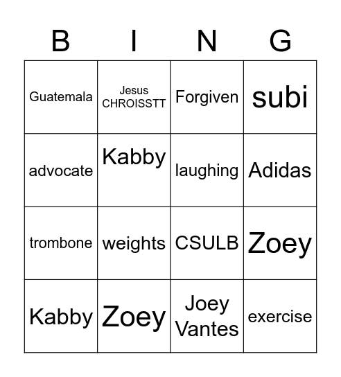 JOSIE DIVINE Bingo Card