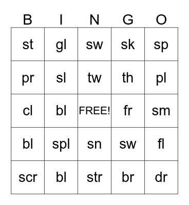 Turkey Blends Bingo Card