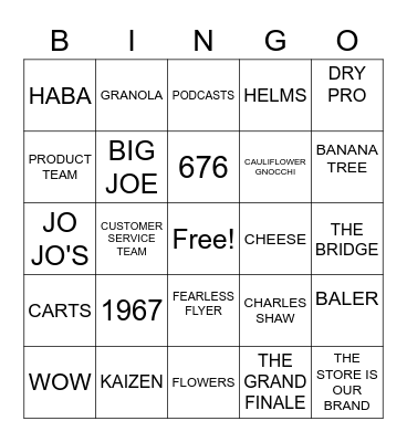 TRADER JOE'S Bingo Card