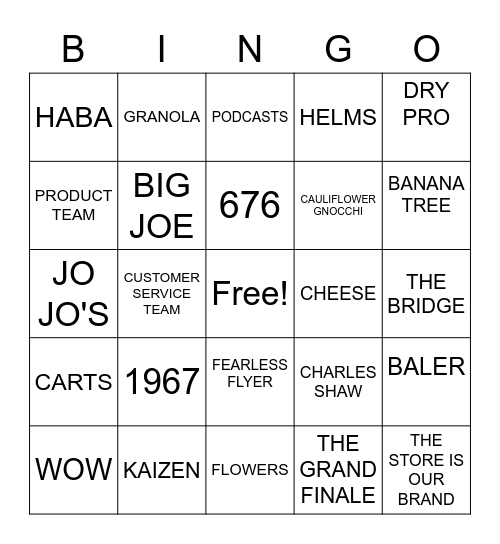 TRADER JOE'S Bingo Card