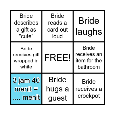 Time Bingo Card