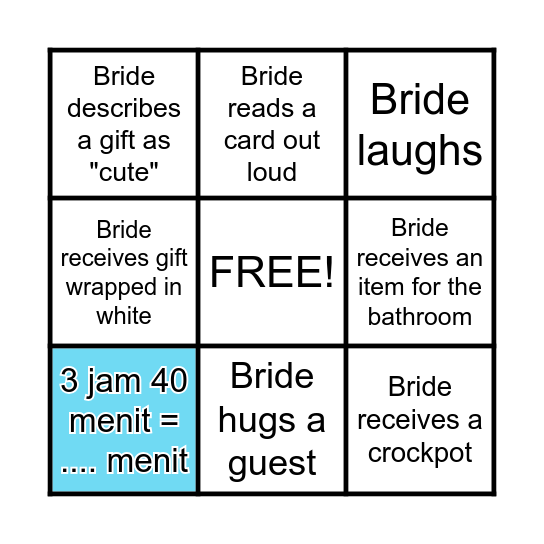 Time Bingo Card