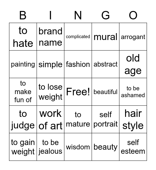 La Belleza y El Arte Bingo Card