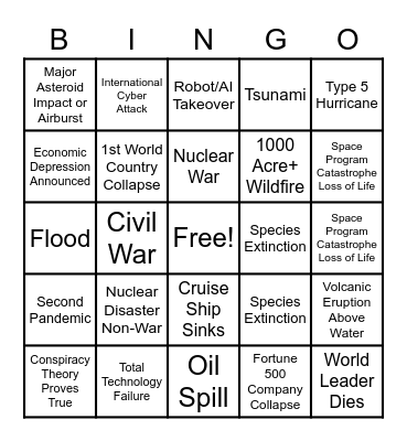 2020 Apocalypse Bingo Card