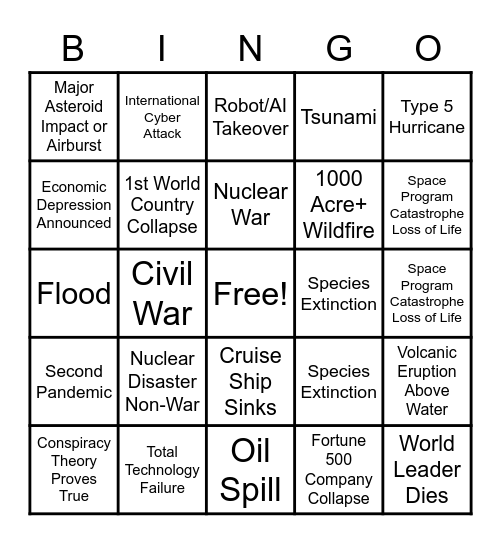 2020 Apocalypse Bingo Card