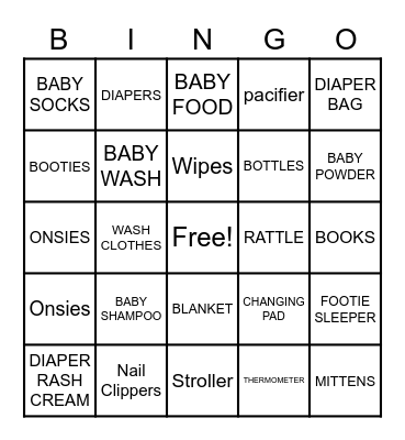 BABY DUMPLING Bingo Card