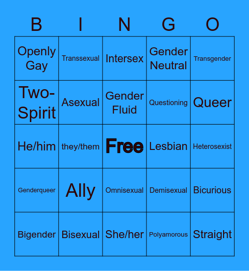 LGBT+ BINGO FOR Q+ Bingo Card