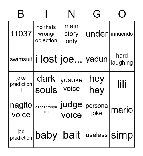 joseph anderson Bingo Card